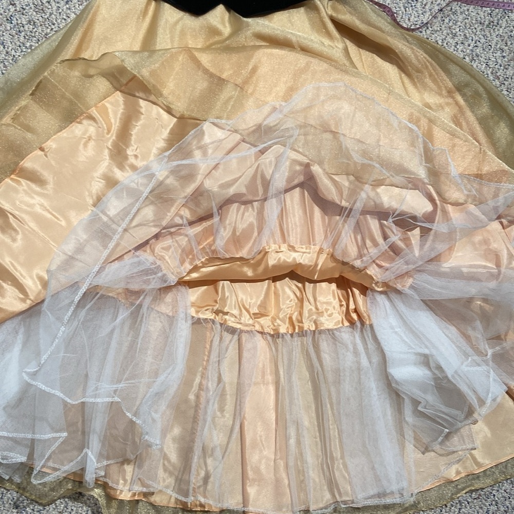 NWT80s Retro Victorian Ball Gown Party Dress Two Tone Velvet Gold Glitter Sz 12 - Picture 15 of 16